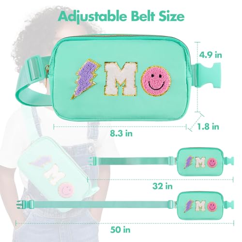 Image of PainZieteg Fanny Pack for Girls Chenille Letter Belt Bag Crossbody for Kids | Preppy Nylon, Waterproof, Gold-Plated Zipper, Adjustable Strap, Birthday Christmas Easter Gifts for 4-13 Year Old Teen Girls