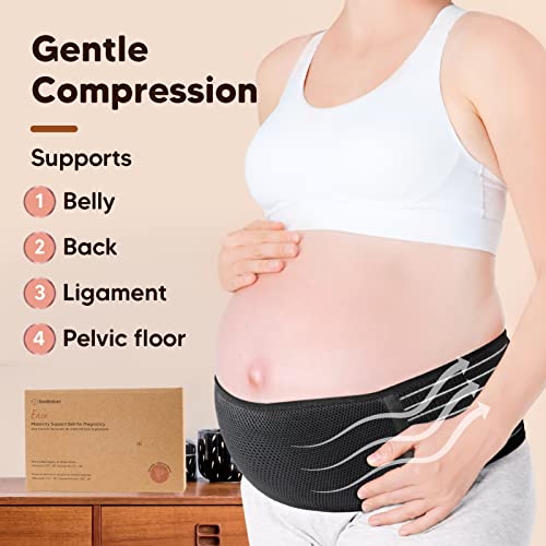 Keababies Maternity Belly Band For Pregnancy - Soft & Breathable Pregnancy Belly Support Belt - Pelvic Support Bands - Tummy Band Sling For Pants - Pregnancy Back Brace (Midnight Black, M/L) #TOP2