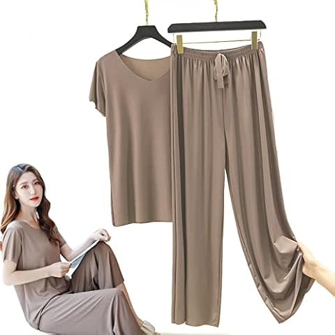 DXFWYTZQ Womens Ice Silk Satin Pajama Sets Cotton Cover