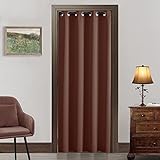 Cortinas de madera de frutas de cerezo para divisor de puerta/puerta, 80 pulgadas de largo/largo, panel de cortina individual con ojales, cortinas opacas para privacidad para dormitorio, sala de estar