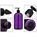 Baire Bottles 16 oz Empty Refillable Plastic Pump Bottles Dispenser 6 Pk PET BPA Free Refillable Containers Shampoo Lotion Oil Soap Waterproof Labels USA (Purple with Black Pump Floral Labels)
