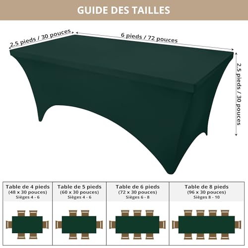 Utopia Kitchen Nappe de Table Extensible [6 Pieds, 183 cm] Couverture de Table en Polyester et Spandex - Lavable en Machine et Infroissable (Lot de 2, Vert Chasseur) – vue 2