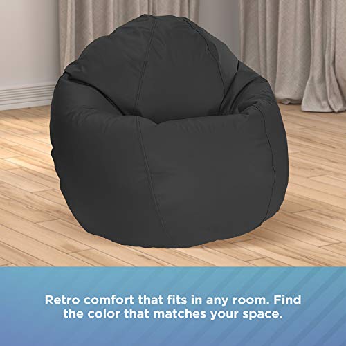 Bean Products Large Vinyl Bean Bag Chair | Filled W/Polystyrene Beads & Certipur Foam | Made In Usa | 36”W, 36”L, 40”H | 20Lb | Available In 2 Sizes | Perfect For Adults, Teens & Kids | Gray #TOP3