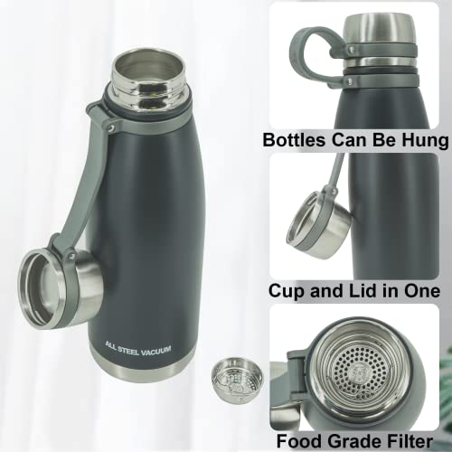 Ljnyie Metal Water Bottles Insulated 22/28/37Oz Stainless Steel 18/10 Vacuum Reusable Simply Modern Flask For Sports Boys Girls Flask Travel Gym Bike Water Bottles With Filter Handle #TOP2