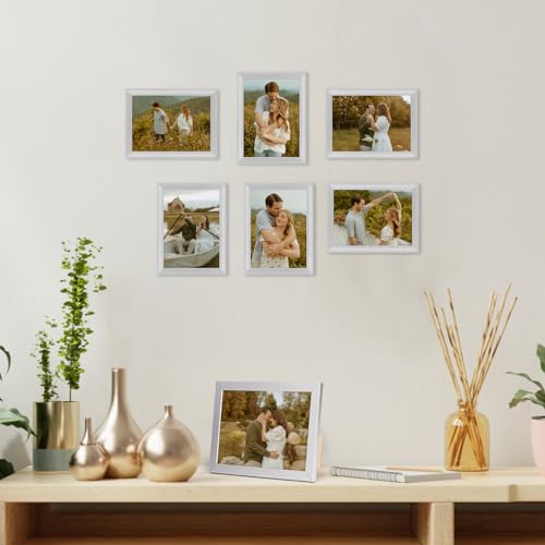 Giftgarden 5x7 Picture Frame Silver Set of 7, Multi Modern 5 x 7 Silver Frames for Wall or Tabletop Display - Thumbnail 5