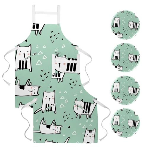 Tablier de cuisine lot de 2 et tablier de serveuse pour restaurant bistrot bar