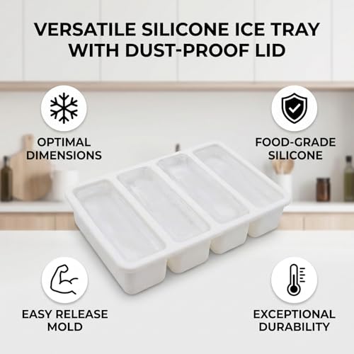 Bandeja grande para cubitos de hielo de silicona blanco miniatura 7