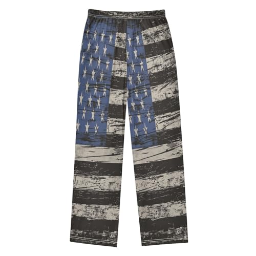 Distressed American Flag Blue White Lounge Pajama Pants Soft PJ Bottoms for Sleepwear Ages 6-14 Years2