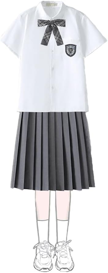 Boy's Girl's Japanese High School Style Anime Uniform Outfits Set,Soft Cute Cheerleading Pleated Skirt Set.