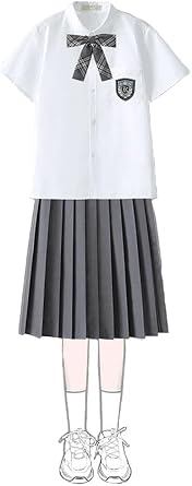 Boys Girls Japanese High School Style Anime Uniform Outfits Set,Soft Cute Cheerleading Pleated Skirt Set.