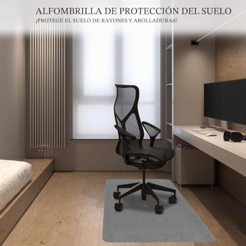 Miniatura 4 de Arthome 90x140cm Alfombra Antideslizante Para Sillas De Oficina, Protector De Suelos De Madera, Alfombra Pequeña Para Suelos De Oficinas Y Estudios Gris