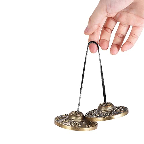 Henniu Sino de címbalo Tingsha de meditação tibetana artesanal de 2,6 pol./6,5 cm com os oito símbol