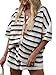 Acrawnni 2-teiliges Häkelstrick-Shorts-Set für Damen, hohl, gestreift, Kontrastfarbe, Knöpfe, Oberteile, Shorts, Strand-Lounge-Sets, A-schwarz, 42