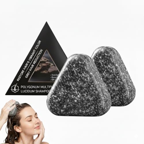 Polygonum Multiflorum - Jabón de champú multiflorum, cabello negro y grueso; jabón para champú Fallopia Multiflora, champú sólido triangular, limpia el cabello y el cuero cabelludo a fondo; jabón