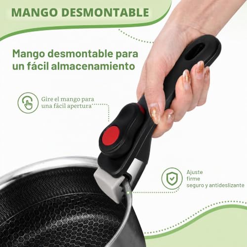 Miniatura 2 de Byfoyif Mango Extraible, Mango Sarten Desmontable Y Universal Con Clip, Asa Para Sarten Con Boca Dentada, Asa Para Ollas De 5 Kg, Mango Extraíble Universal Para Cocina, Restaurante, Hotel.