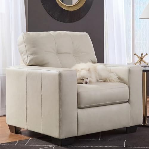 Image of Signature Design by Ashley Santorine Beige Leather Accent Chair, Bone