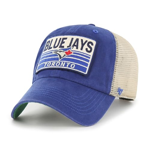 '47 MLB Four Stroke Mesh Trucker Clean Up Adjustable Hat, Adult One Size Fits All (Toronto Blue Jays)