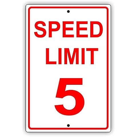 A Homim Speed Limit 5 MPH Miles per Hour Red Letters Zone Slow Down Speeding Restriction Alert Attention Caution Warning Notice Aluminum Metal Tin 8x12 inch Sign Plate Cover