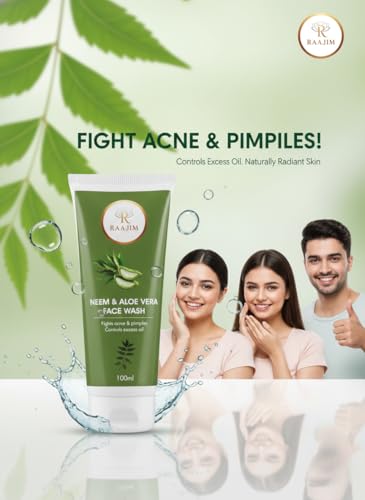 Image of Neem and Aloe Vera Face Wash for Anti Acne and Oil Control | Deep Cleansing Gentle Daily Cleanser for Pimples, Excess Oil & Clear Skin | Suitable for Men, Women and All Skin Types (100 ml)