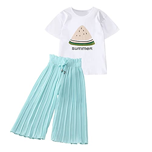 Tenue manches courtes filles ensemble t-shirt pantalon large anti-friction