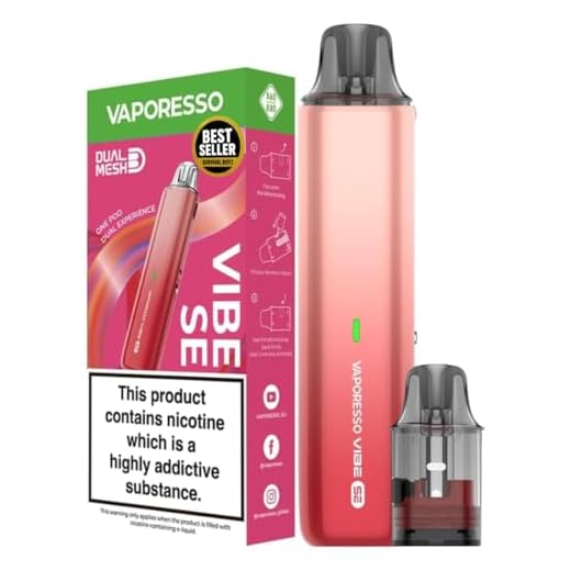 Vaporesso Vibe SE Pod Kit [Strawberry Red] – 1100mAh Long-Lasting Battery, Type-C Fast Charge, Anti-Leak Tech, 24W Power, Dual Mesh – Works with Vibe Pods – Available in 10 Colours – No Nicotine