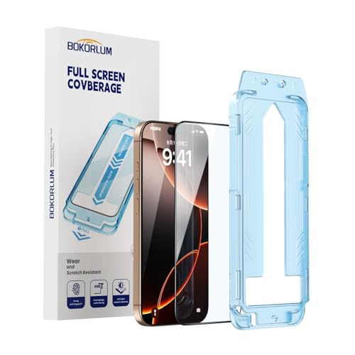BOKORLUM 2 Pack for iPhone 14 Pro Tempered Glass Screen Protector,Military Grade Shatterproof,9H+Hardness,Full Coverage,Anti-Fingerprint,No Bubble, Easy Installation by BOKORLUM - Used condition - US$8.85