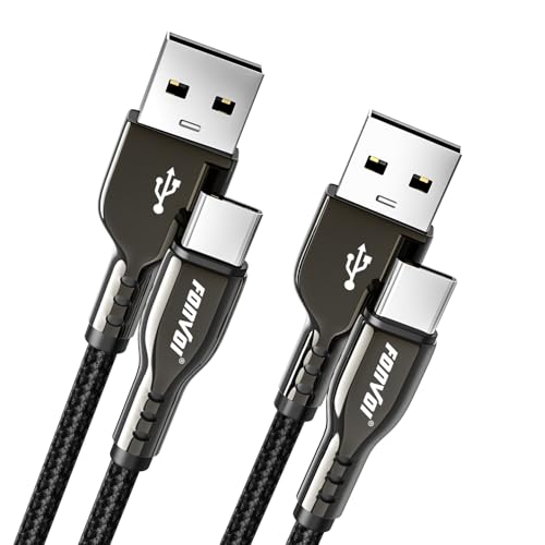 FONVOi USB to USB C Cable(2Park 4FT)Zinc Alloy USB A to USB C Charger Cord 3.1A Fast Charging Compatible with iPhone 15/15 Plus/15 Pro/Max, Samsung Galaxy S20,10,9, Note 20 10, Car Play, LG G8 G7 V30