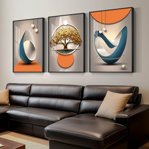 Framed Modern Luxury Large Wall Art for Living Room, Bright Style Abstract Paintings Artwork for Walls, Set of 3 Piece Contemporary Art Prints, Big Pictures for Hallway, Office Wall Decor 24x36 Inch by Cuspin - Used condition - US$111.68