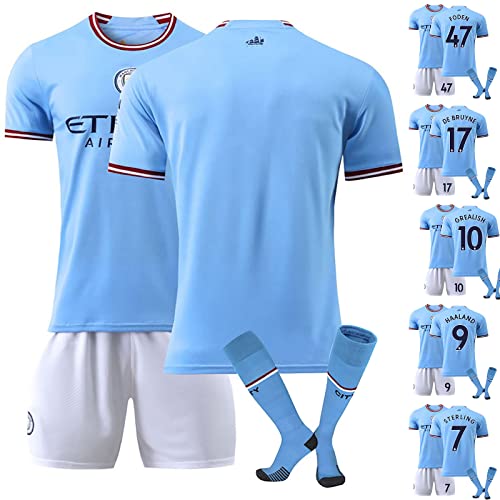 Foto von Haaland Fußball Trikot Nr.9 Trikot Set 2023 Neu Fußballtrikot Kinder/Erwachsene, Sporttraining T-Shirts, Shorts und Socke, FußBall Trikot für Jungen/Herren