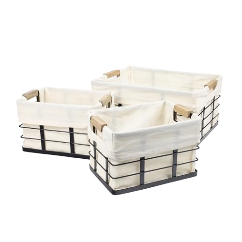 happimess Callan 3-Piece Industrial Wire Nesting Baskets 15", Black