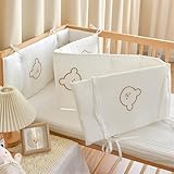 Airwrap Cot Bumper & Toddler Bed Guard Set, Breathable Mesh Cot Bed Bumper with Adjustable Ties, Universal Safety Rail Cover & Padded Side Protectors for Baby Cot & Parent Bed,No01,120×28cm