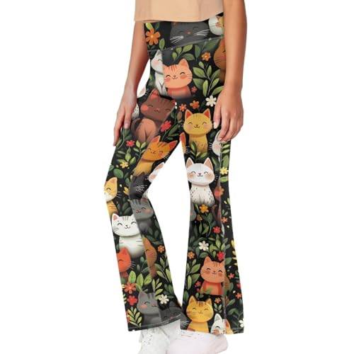 Image of Girls Flare Leggings 5-14T Cute Bell Bottoms for Girl Yoga Pants for Gym