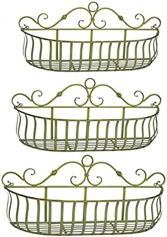 Window Box Planters- Set of 3 Antique Green Metal