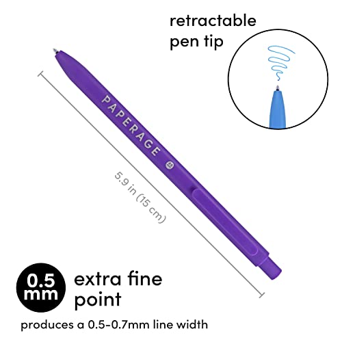 Paperage Gel Pen With Retractable Extra Fine Point (0.5Mm), 20 Colored Pen Set For Bullet Style Journals, Notebooks, Planners, Calendars, Notes & Drawing, Use At Home, Office, School, Crafts #TOP2