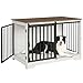 Hzuaneri Hundekäfig Möbel, 100cm hundebox für zuhause, Schiebetüren, 2 Tür, Moderne hundebox Holz Indoor für kleine/mittlere/große Hunde, Hundekäfig für Zuhause, 100 x 60 x 68 cm, Weiß Braun