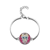 Kettenlänge: 17,5 cm Pulseras Armreif, Boho, Zuckerschädel, Glas, Edelstein, Schmuck, Todestag, mexikanische traditionelle Kultur, Armbänder