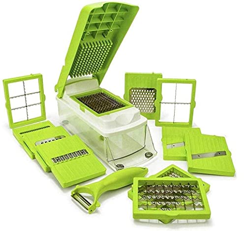 DK Enterprise 12 in 1 Fruit & Vegetable Chopper, Graters, Slicer, juicer, Chipser, Dicer, Cutter Chopper with Peeler and Heavy Stainless Steel Blades (Multipurpose) (12 in 1 Chopper) (Green)