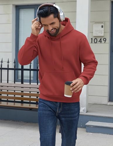 Image of COOFANDY Men Cotton Fleece Hooded Sweatshirt Casual Long Sleeve Hoodies Pullover Fashion Drawstring Hoodie with Kanga Pocket