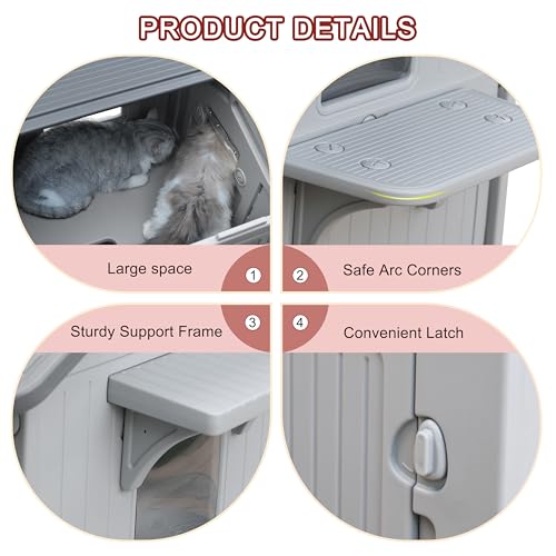 Rockever Casa De Plástico Luxuosa Para Gatos Ao Ar Livre E Interna Com Porta De Escape, Casas Extern