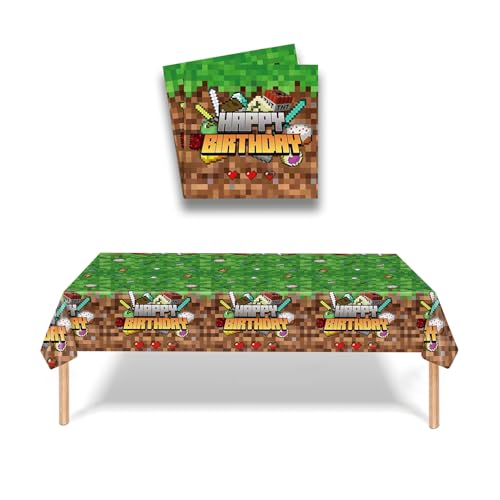 Taiyyi 2 Piezas Mantel De Cumpleaños Pixel,Mantel Para Fiesta Pixel,137 274cm, Adecuado Para Decoraciones De Fiestas De Cumpleaños A,B,C B