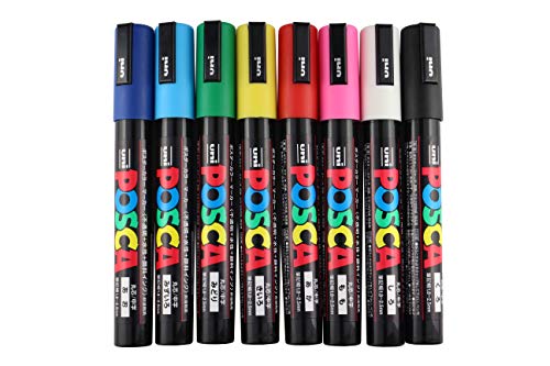 Uni Posca Paint Marker Pen, Medium Point, 8 Colors (PC-5M 8C)