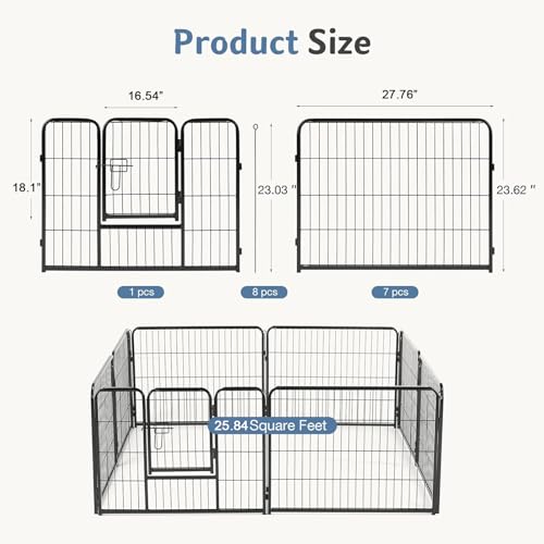 Image of DUMOS Dog Playpen 24 Inch 8 Panels Indoor Outdoor Metal Pet Fence
