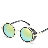 KDAQO Neue Herren- und Damen-Retro-Sonnenbrillen Steampunk-Brillen Metallrahmen Winddichte Sonnenbrillen Outdoor-Reisesonnenbrillen (Color : E)
