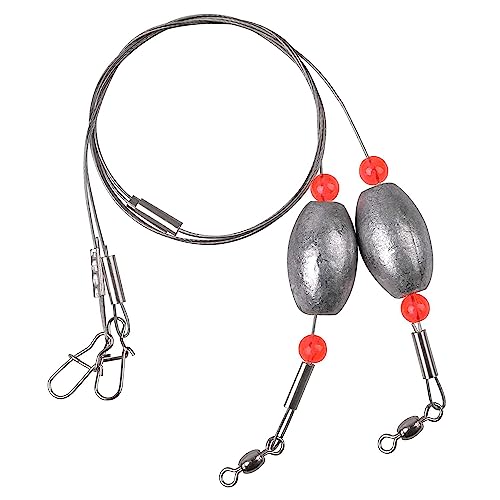 OROOTL Fishing Egg Sinkers Rigs, 8pcs Fishing Rigs Wire Leader with Egg Weights Swivel Snap Catfish Flounder Rig for Saltwater Freshwater 1/2oz-2oz