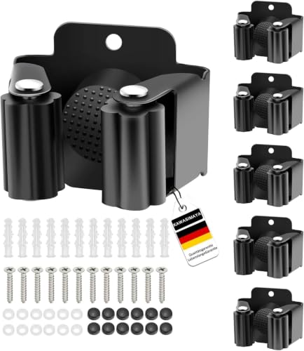 6 Accroche-Balais Muraux, Support Balai Sans Perçage ou à Vis, Acier Inox