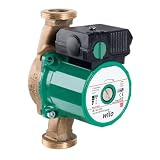 Pompa di circolazione a rotore bagnato con motore asincrono per il ricircolo dell'acqua calda sanitaria, ideale per impianti di ricircolo sanitario di abitazioni e piccoli edifici. Corpo in bronzo e componenti a contatto conformi KTW per la piena idoneità all'acqua potabile. Attacchi Rp 1