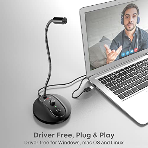 Usb Computer Microphone With Mute Button, Plug&Play Condenser, Desktop, Pc, Laptop, Mac, Ps4 Mic -360 Gooseneck Design -Recording, Dictation, Youtube, Gaming, Streaming (Omnidirectional-Jv601Pro) #TOP2
