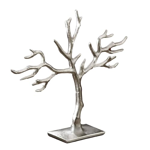 India Handicrafts Stainless Steel Tree Shaped Jewelry Holder With Silver 12918