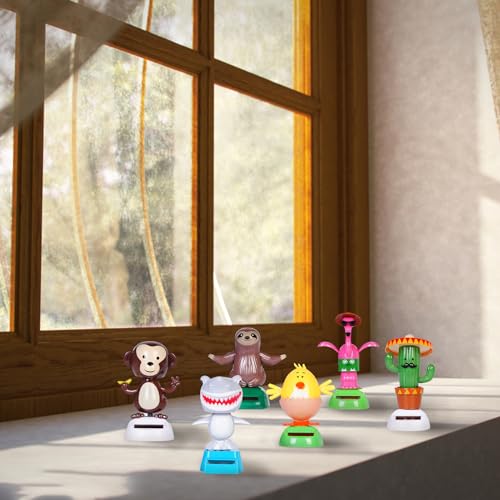 6 Pcs Dancing Monkey Toy Solar Powered Dancing Animal Dolls Swinging Animated Bobble Dancer Window Sun Catcher Car Decor Portable Suncatchers,Hen Shark Flamingo Cactu Home Car Ornament Toys Gifts - Thumbnail 5