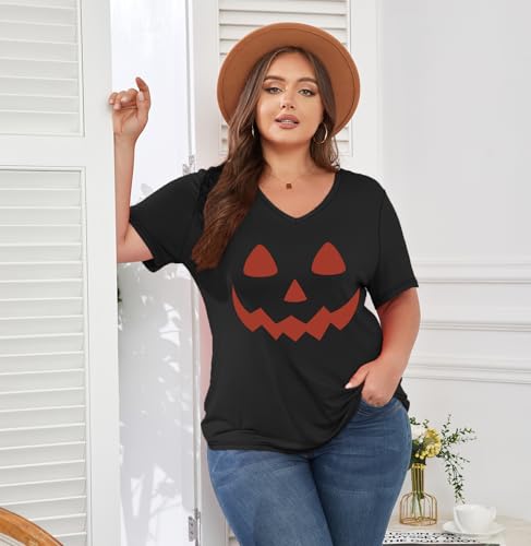 Image of ForHailey Women's Plus Size Short Sleeve Tee Shirt V Neck Basic Ladies Loose Fit T Shirt 1X-5X